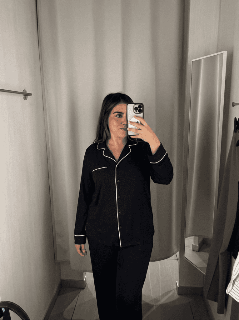 layers of beauty founder wearing favorite victoria's secret pajamas