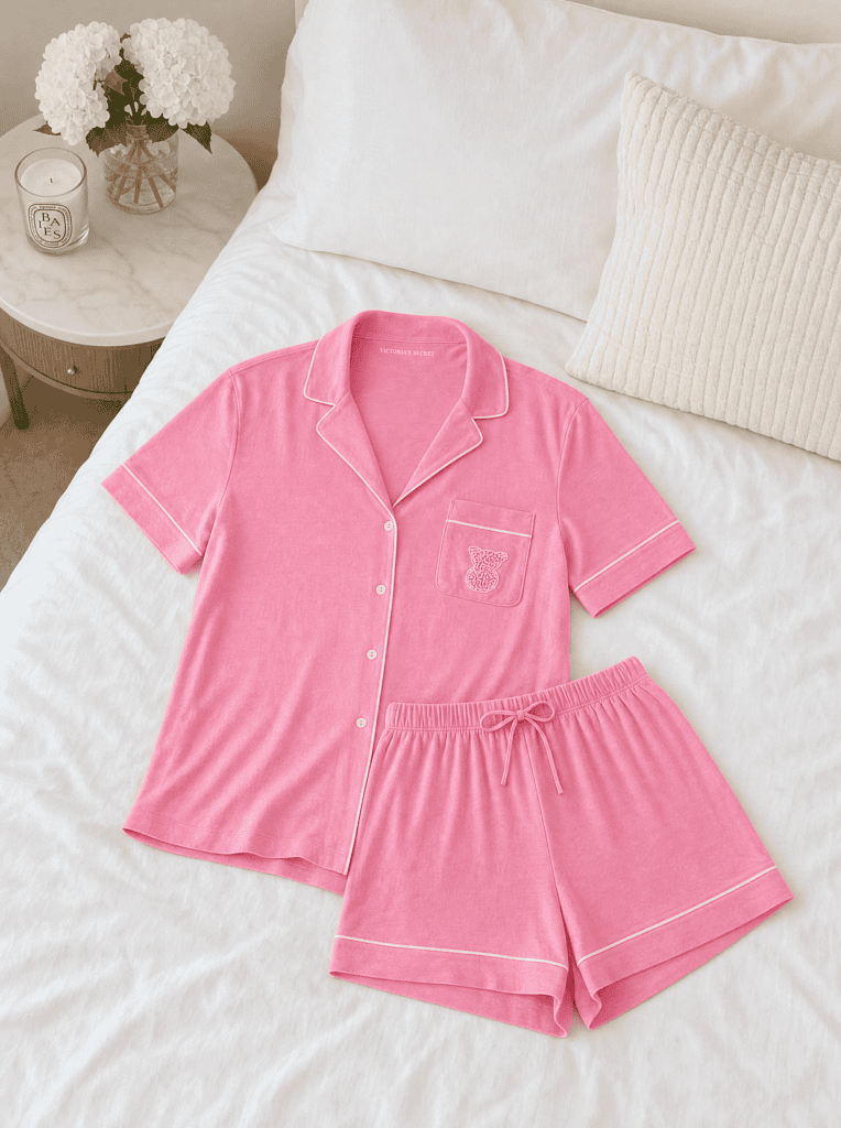 Pink PJ set from victoria's secret for VS Fashion Show 2026