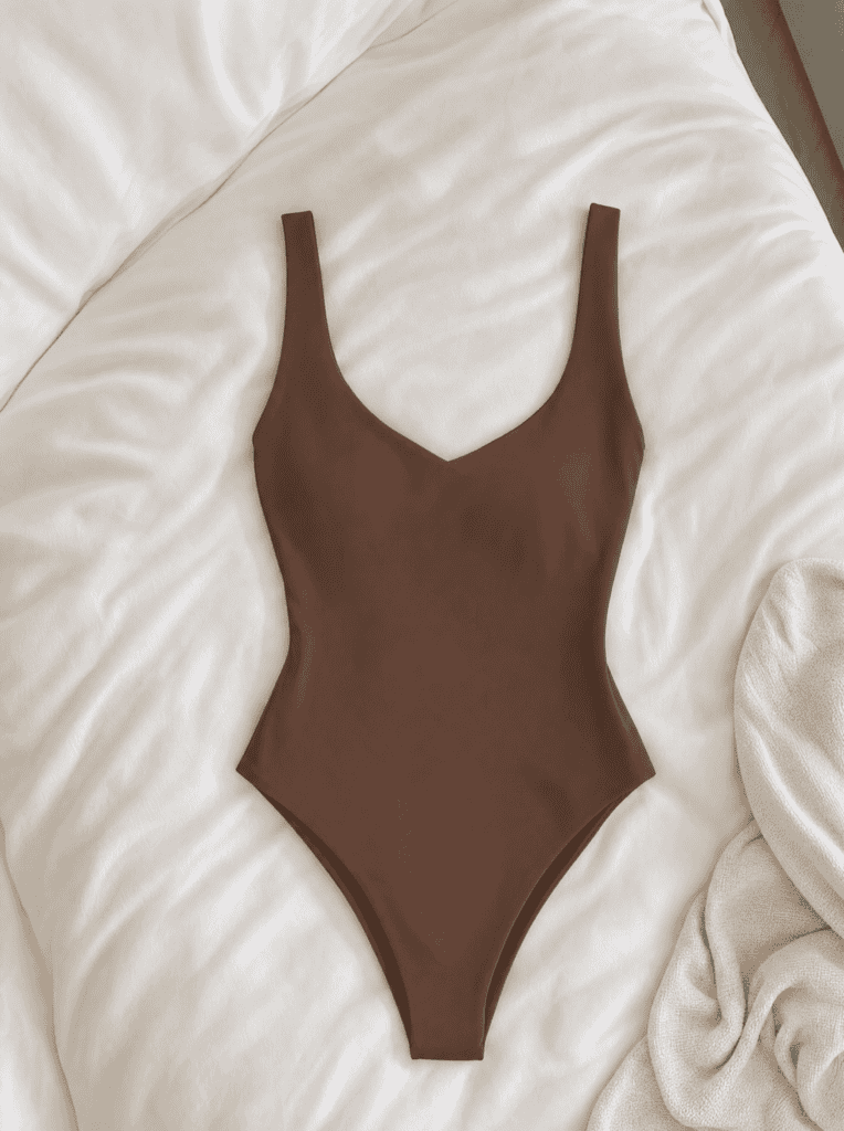 brown plunge bodysuit for SKIMS Loyalty Event 2026